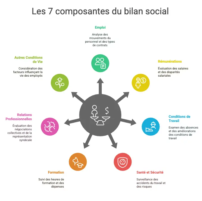 Infographie Les 7 chapitres du bilan social