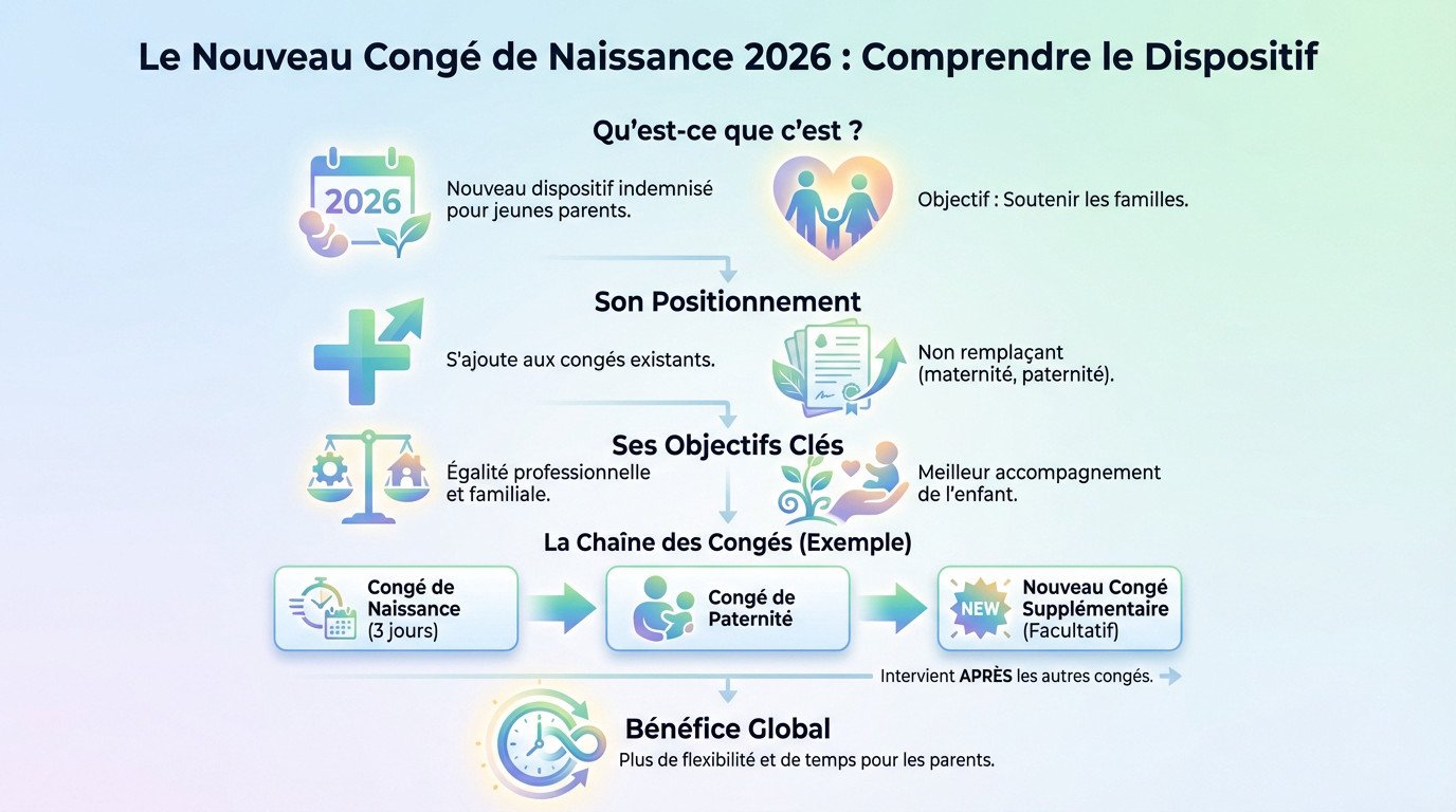 Parents profitant du nouveau congé supplémentaire de naissance prévu pour 2026