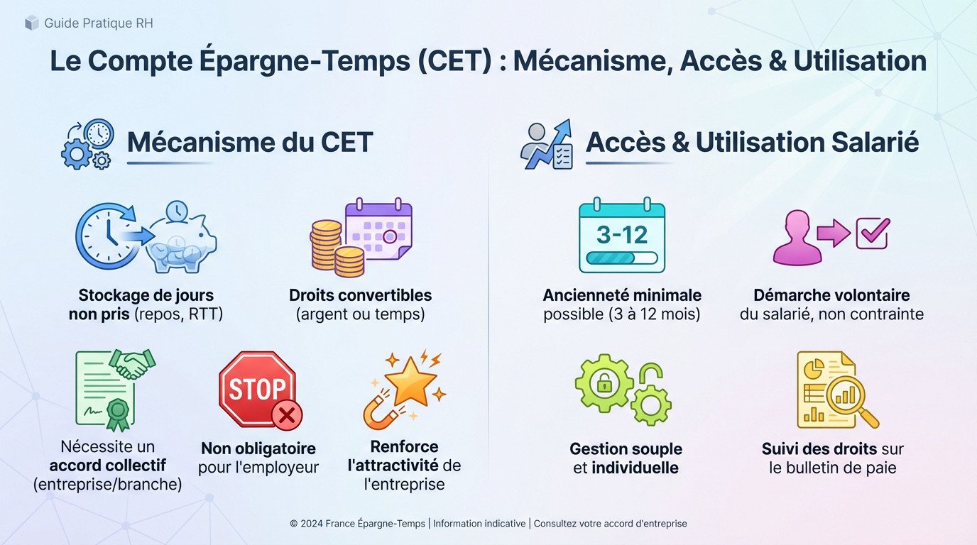 Fonctionnement du compte épargne-temps et règles d'accès pour les salariés