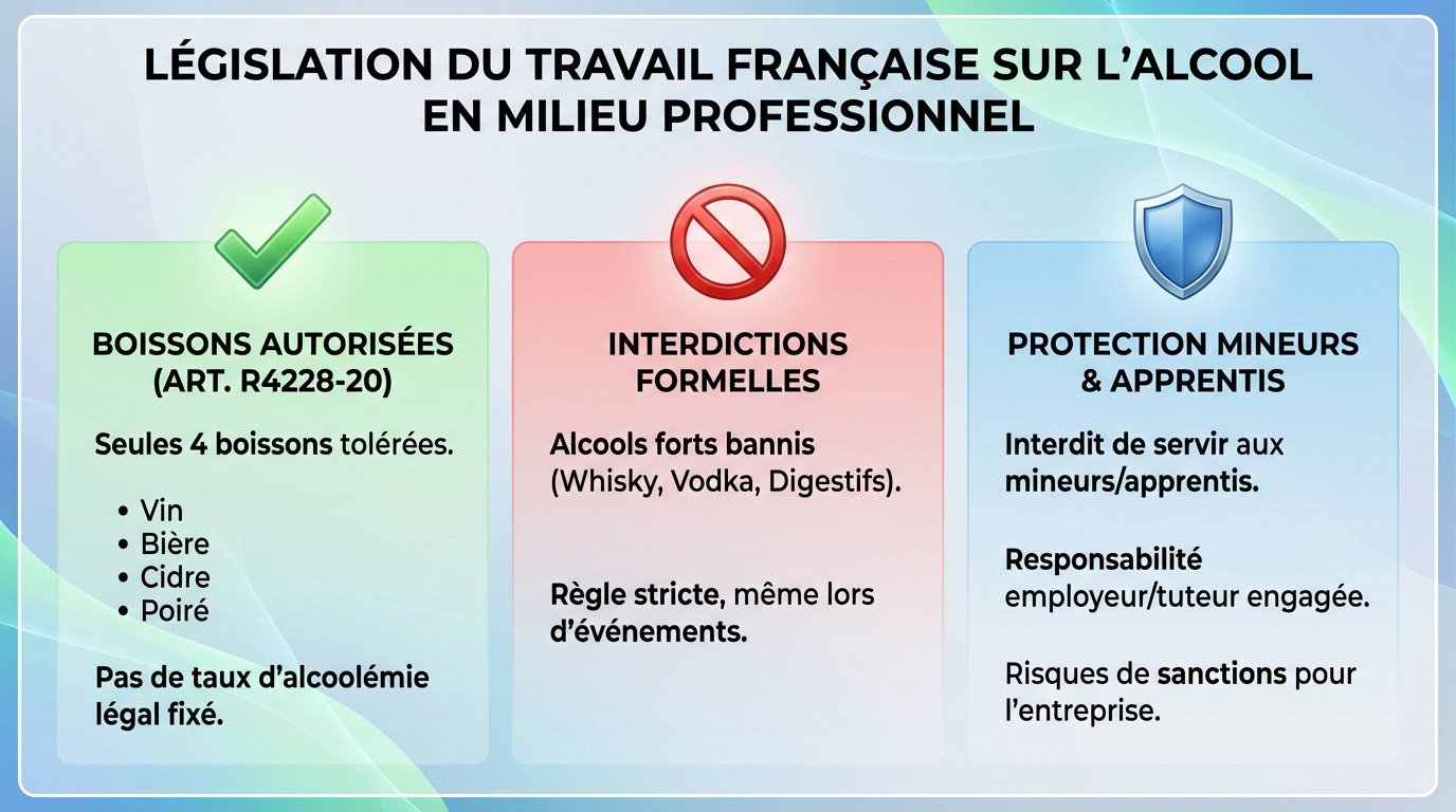 Illustration de la législation sur l'alcool au travail
