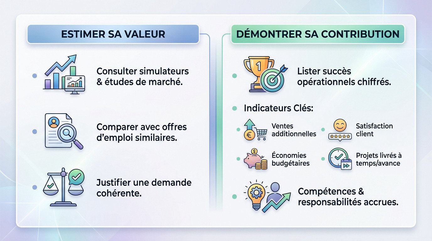 Employé préparant son dossier de demande d'augmentation avec des graphiques de performance