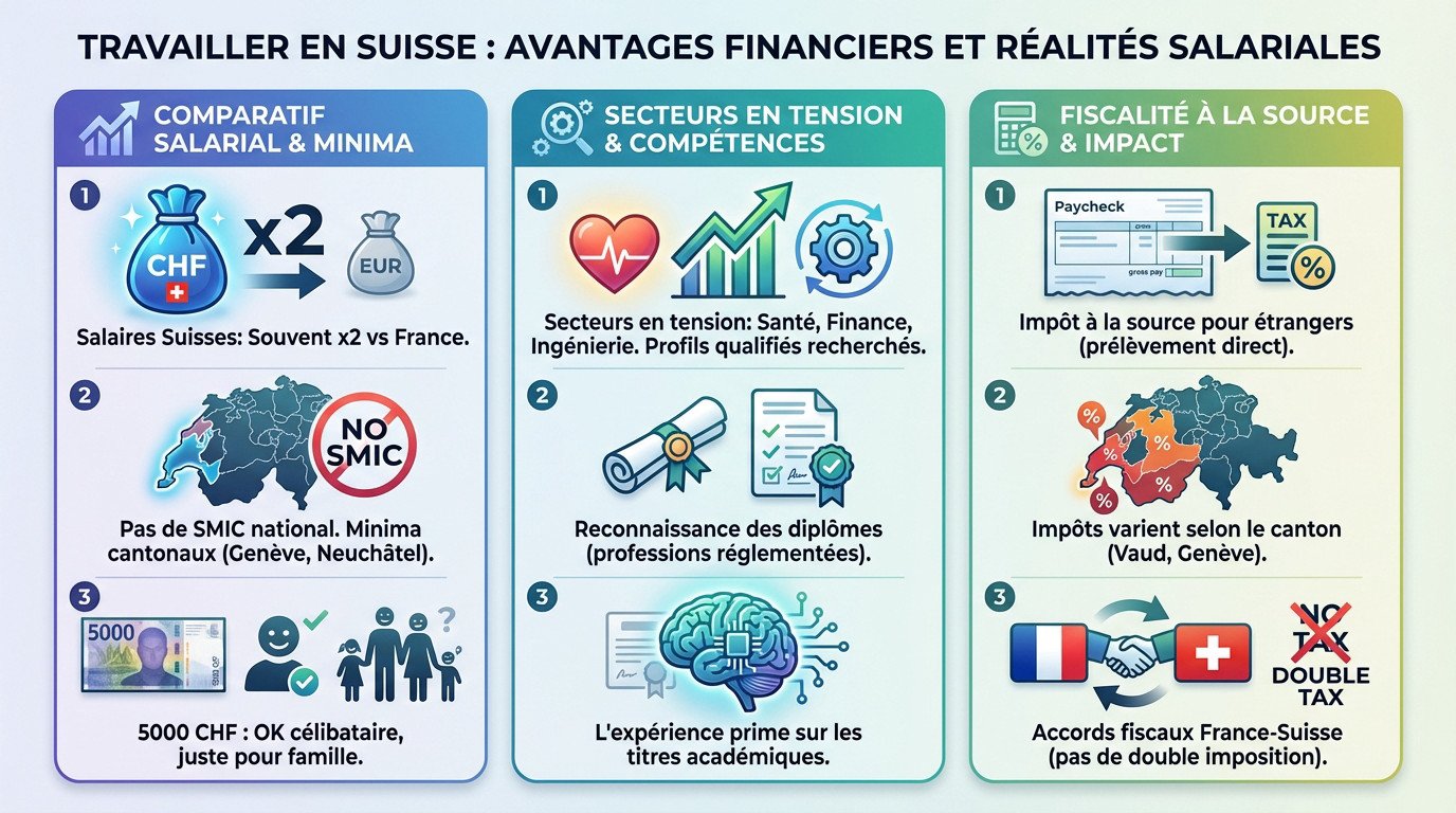 Comparaison des salaires et coût de la vie pour travailler en Suisse