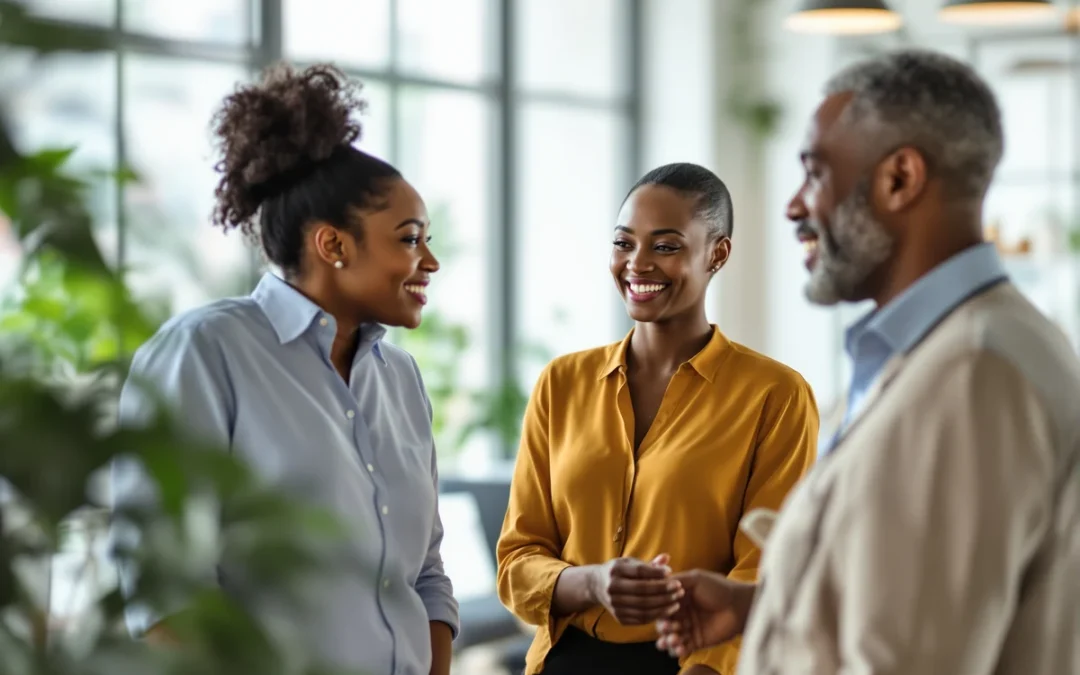 Équipe engagée collaborant dans un bureau moderne