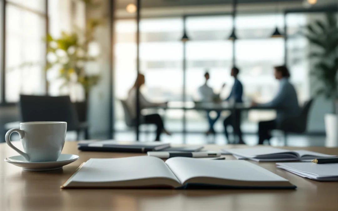 Bureau lumineux avec un carnet et des fiches, évaluation des risques psychosociaux en entreprise